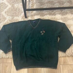Vintage deep Green V-Neck Sweater size XL